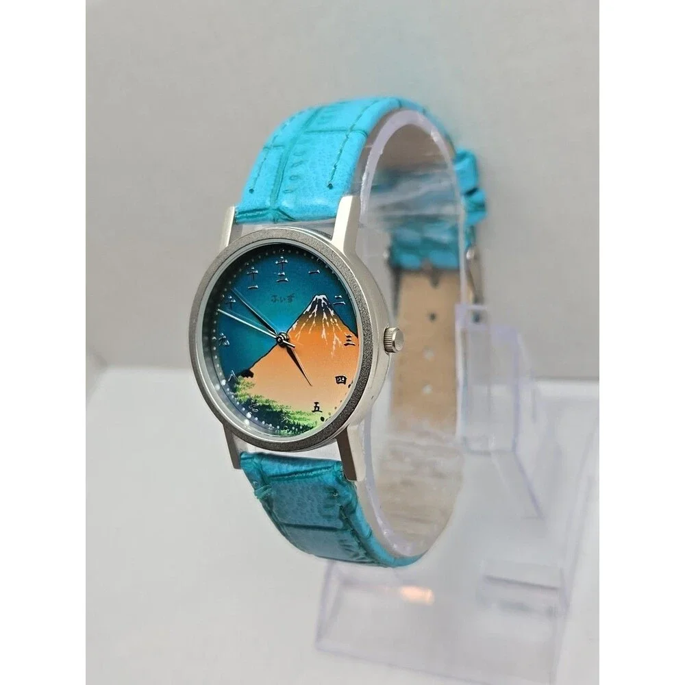 J Axis Modern Timepiece Mt Fuji Ukiyo E Art Dial Analog Quartz Watch New Battery